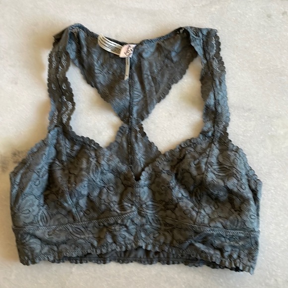 Free People | Galloon Racerback Stretch Lace Bralette - Grey - size Medium - Picture 1 of 4